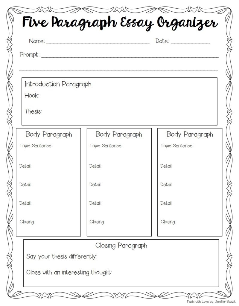 Five Paragraph Essay Outline Printable