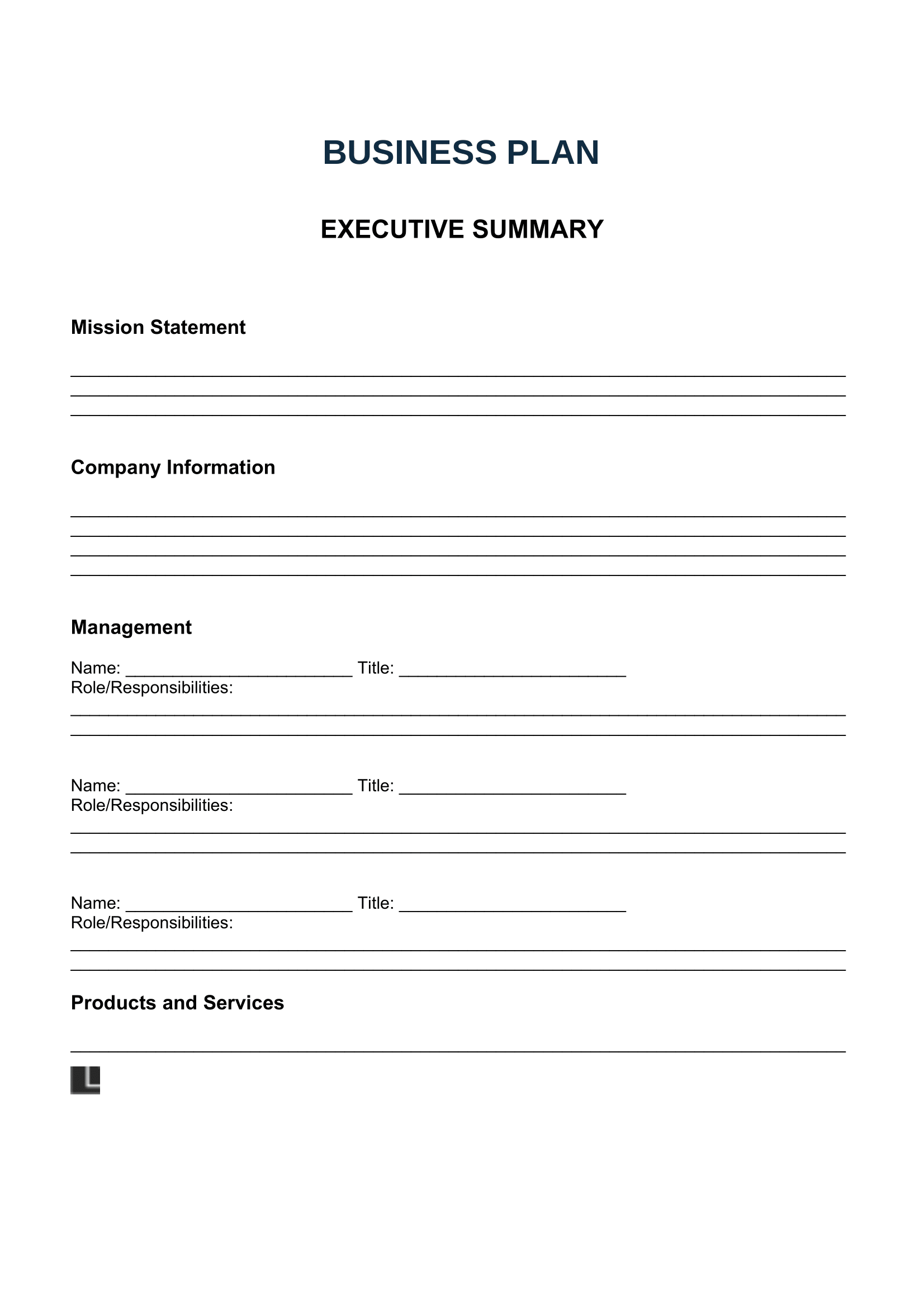 Free Printable Business Plan Worksheet