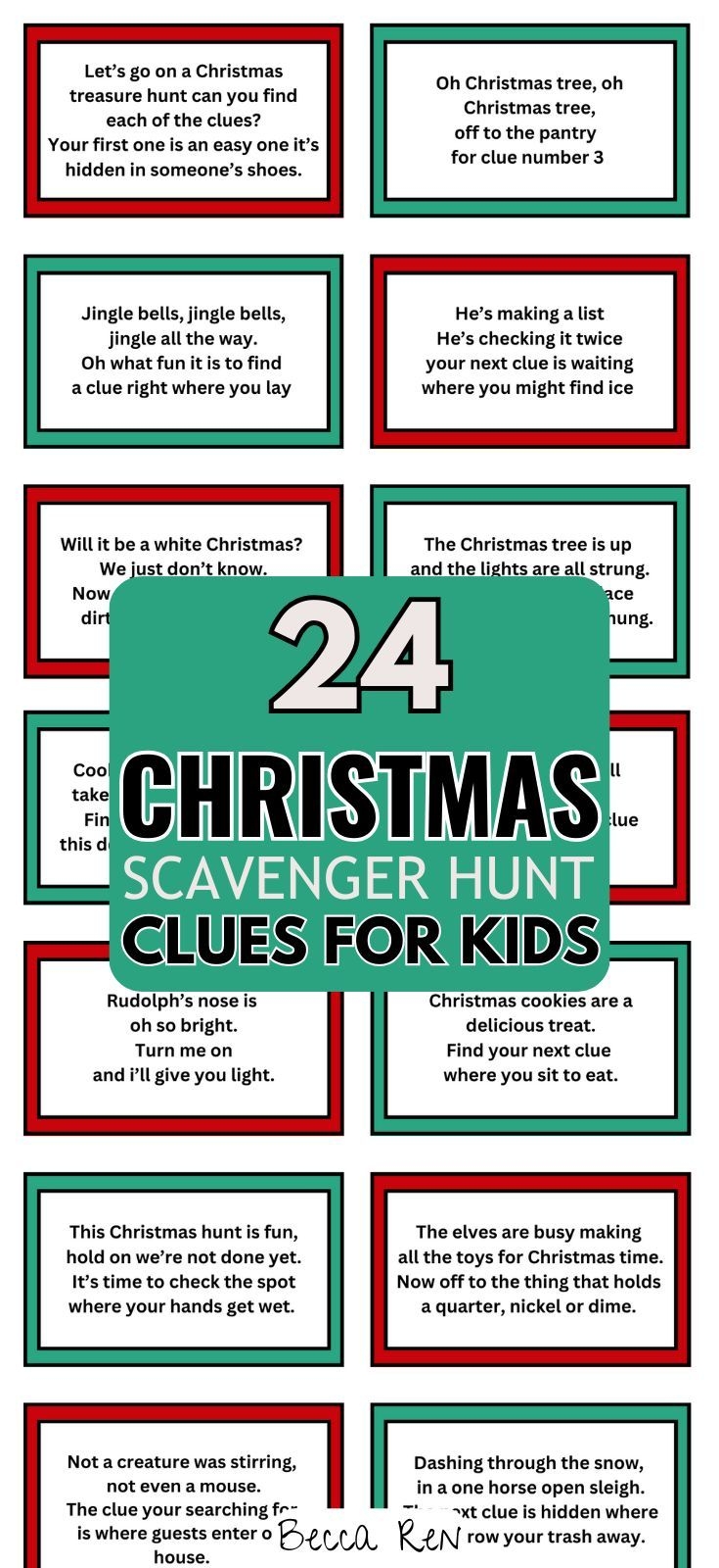 FREE Christmas Scavenger Hunt Clues For Kids