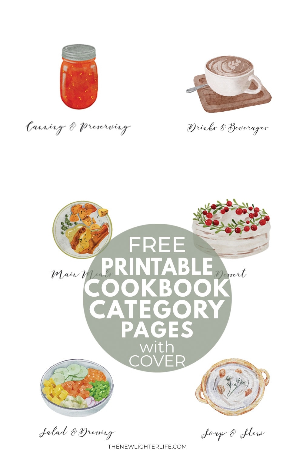 FREE Cookbook Cover Category Dividers