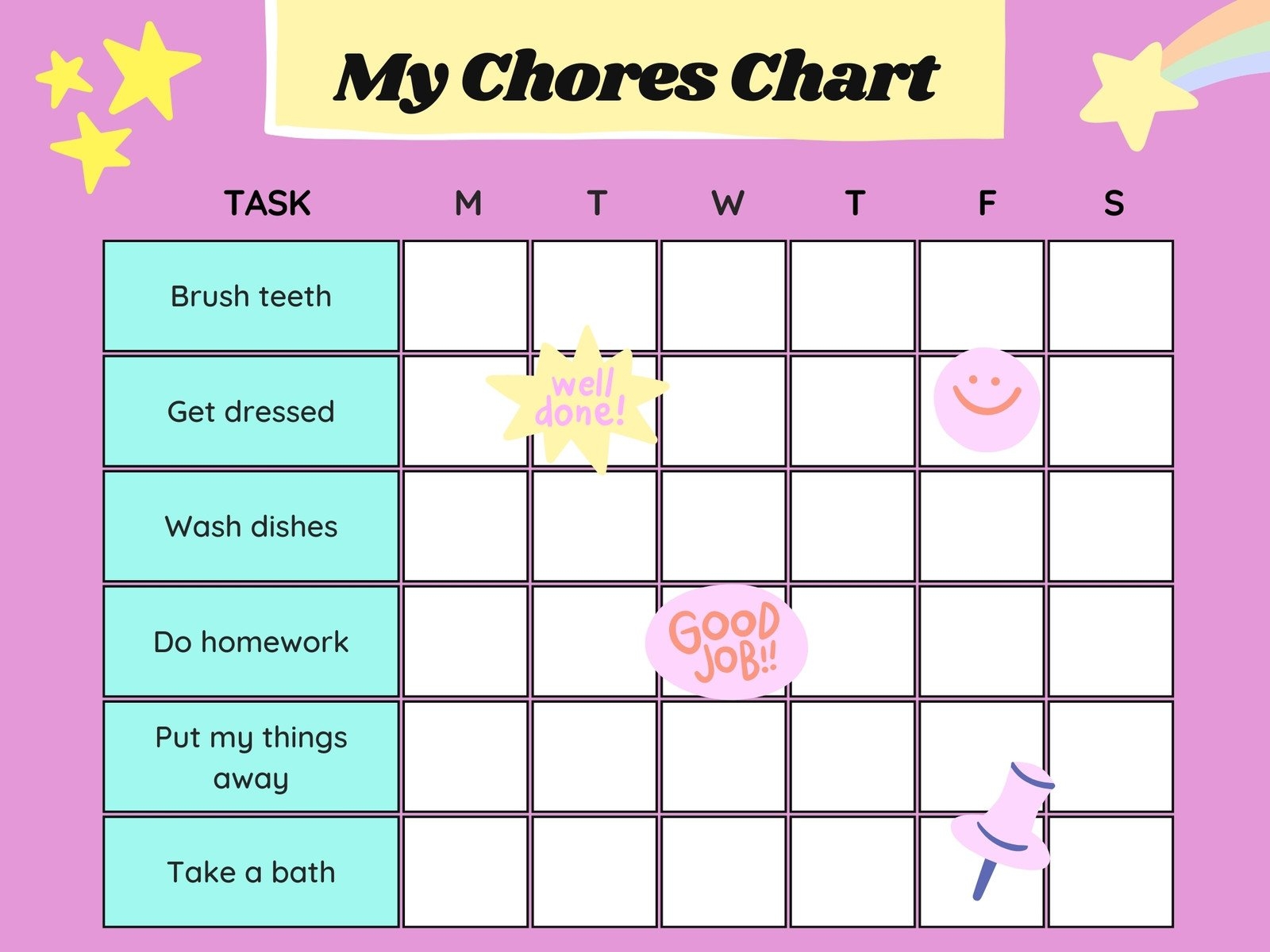 Free Printable Chore Chart Ideas