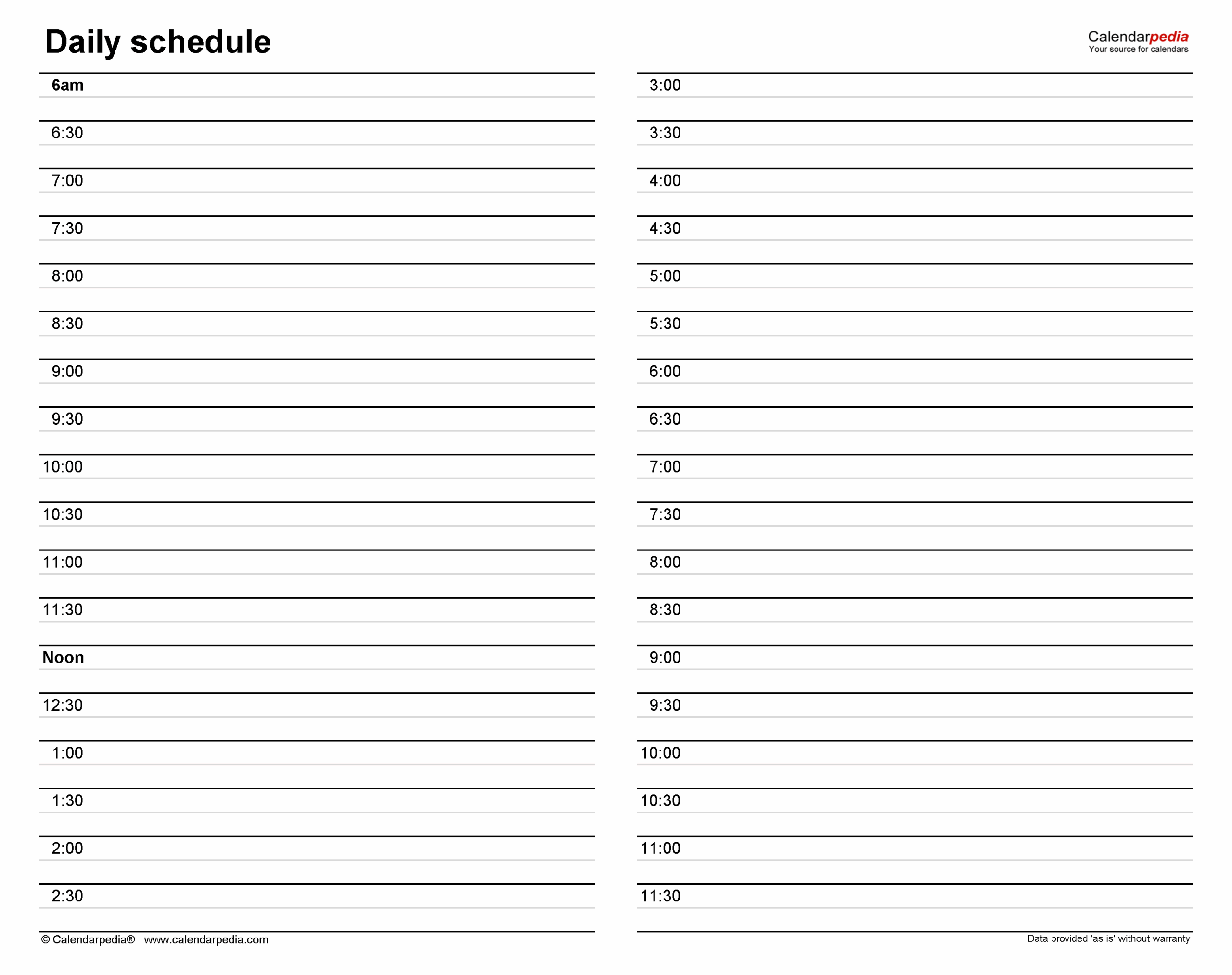 Free Daily Schedules In PDF Format 30 Templates