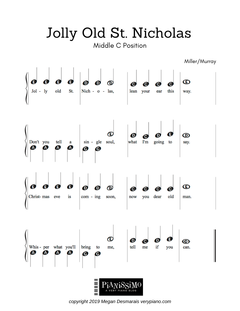 Free Printable Piano Music Pre-Reading