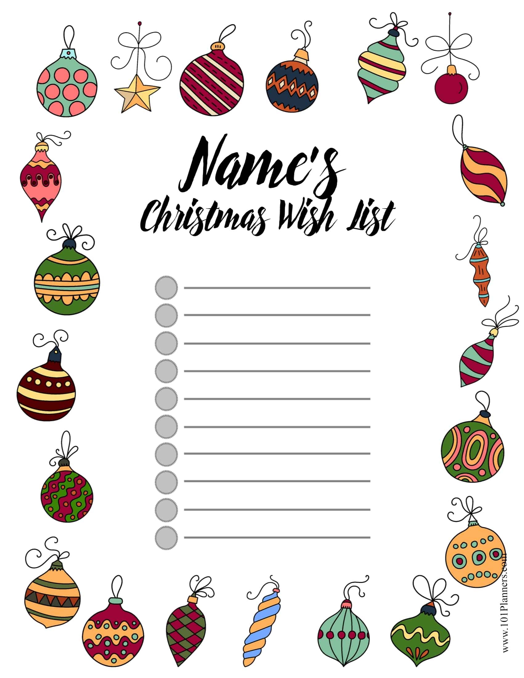 Free Printable Secret Santa Wish List Template
