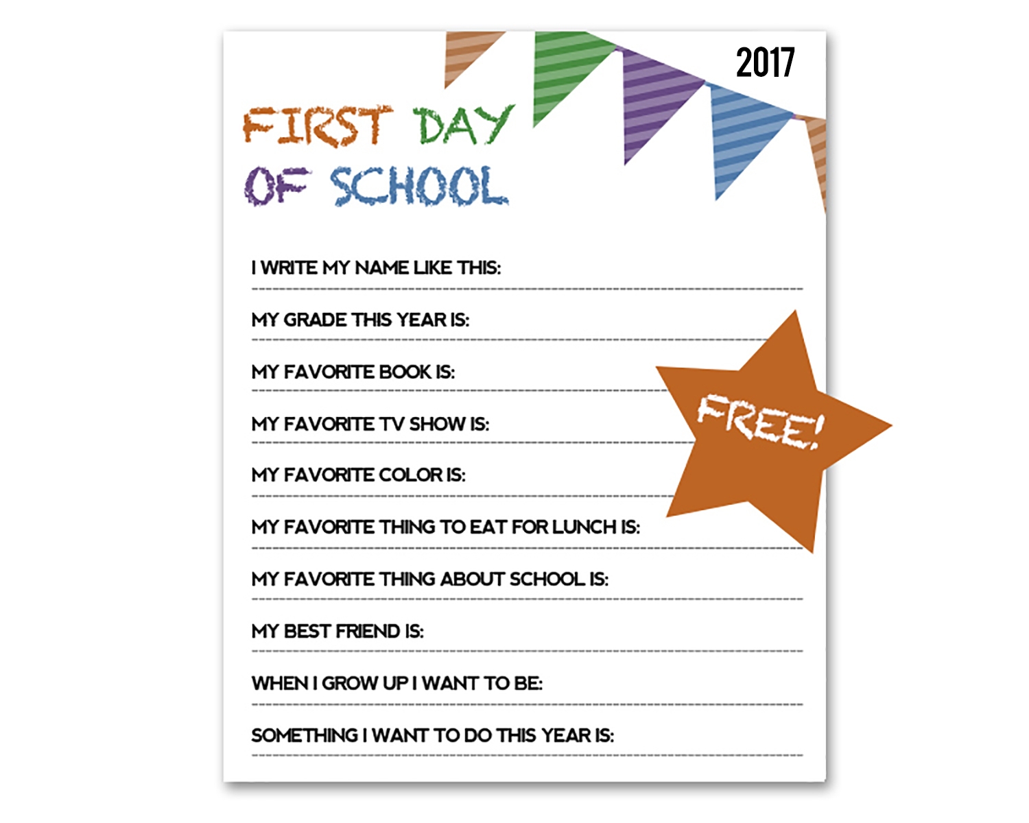 Free First Day Of School Sign Interview Sheet Miss Freddy