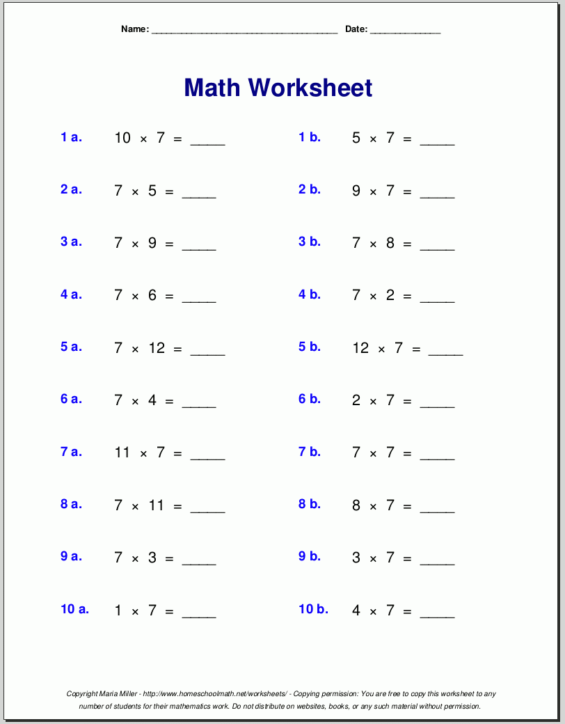 Free Printable 7Th Grade Worksheets