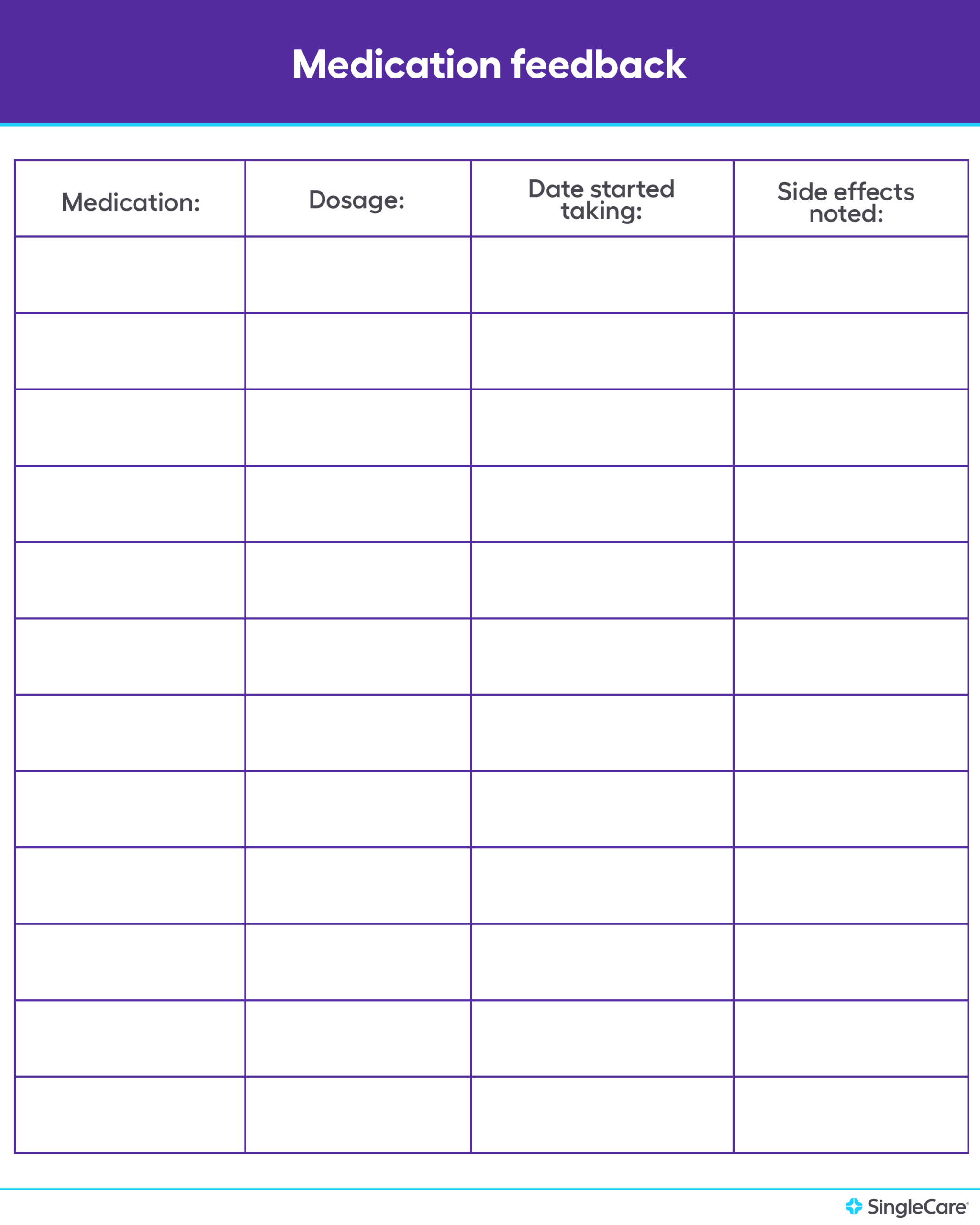 Free Printable Weekly Medication Chart
