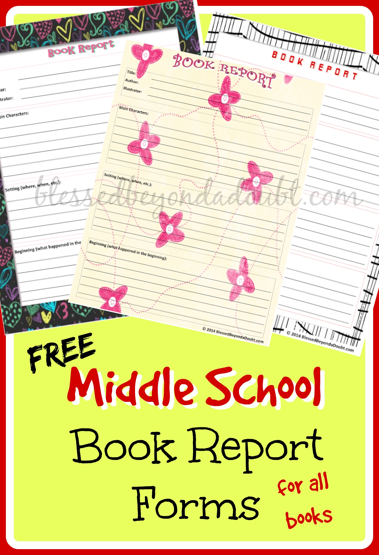 Free Printable Book Report Template Middle School