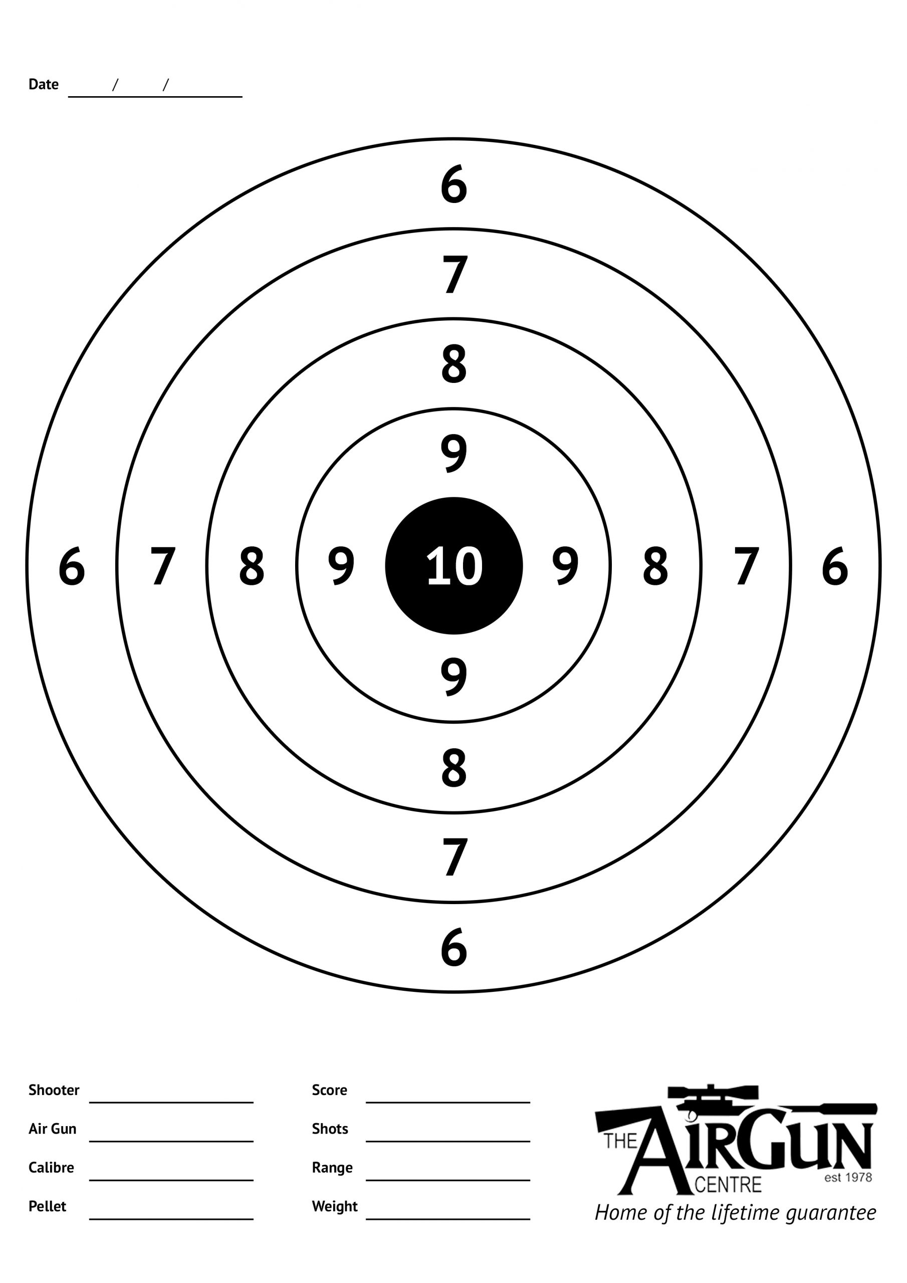 10 Meter Air Rifle Target Printable