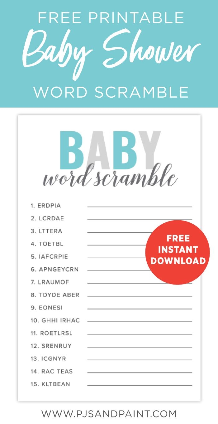 Printable Baby Shower Word Scramble