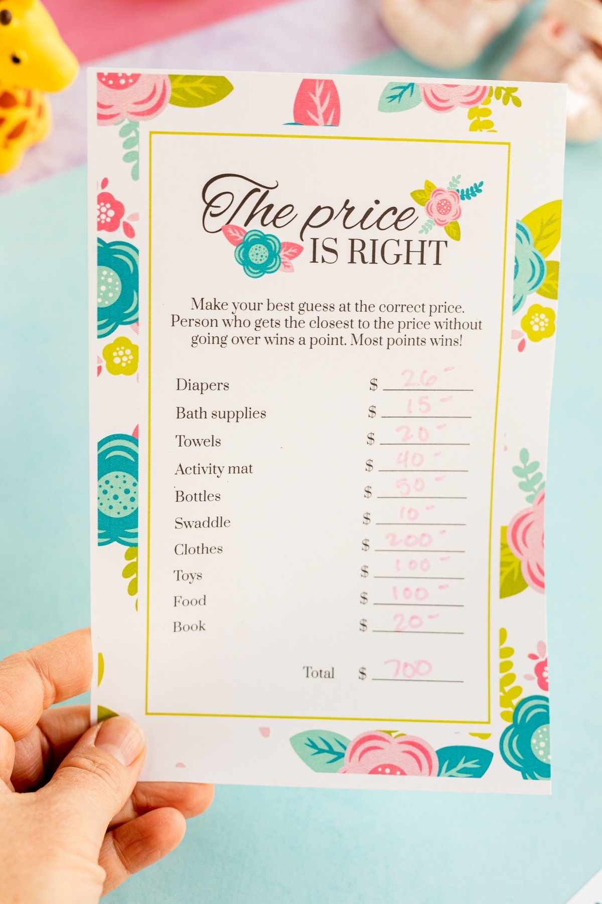 Free Printable Baby Shower Price Is Right Game Play Party Plan
