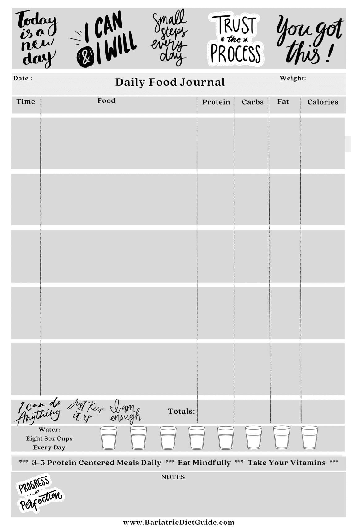 Free Printable Food Journal For Weight Loss