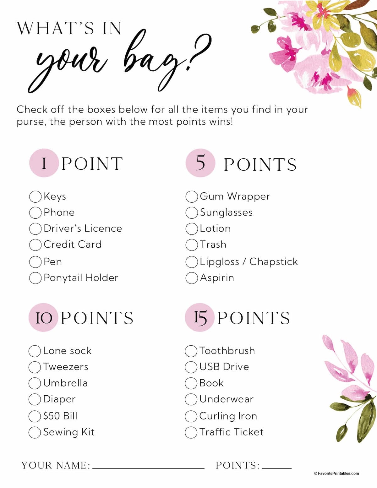 Free Bridal Shower Game Printables