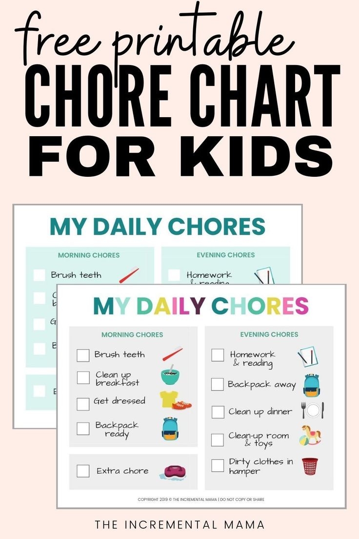 Free Printable Chore Chart For 5 6 Year Olds