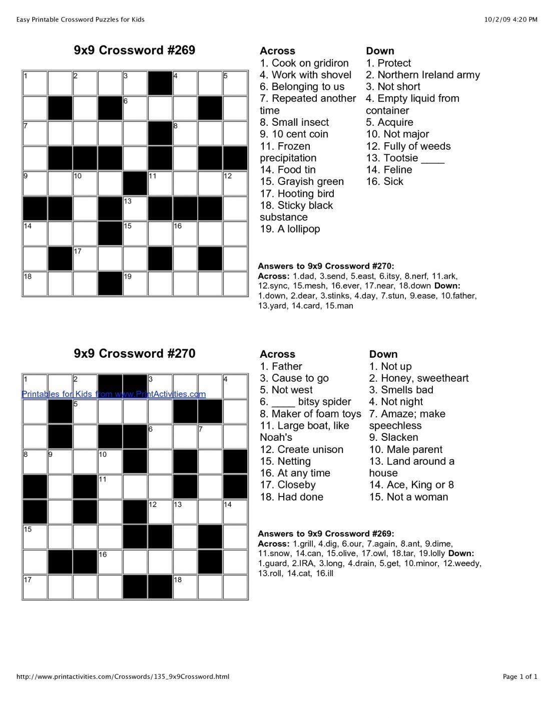Free Printable Daily Crossword Puzzles