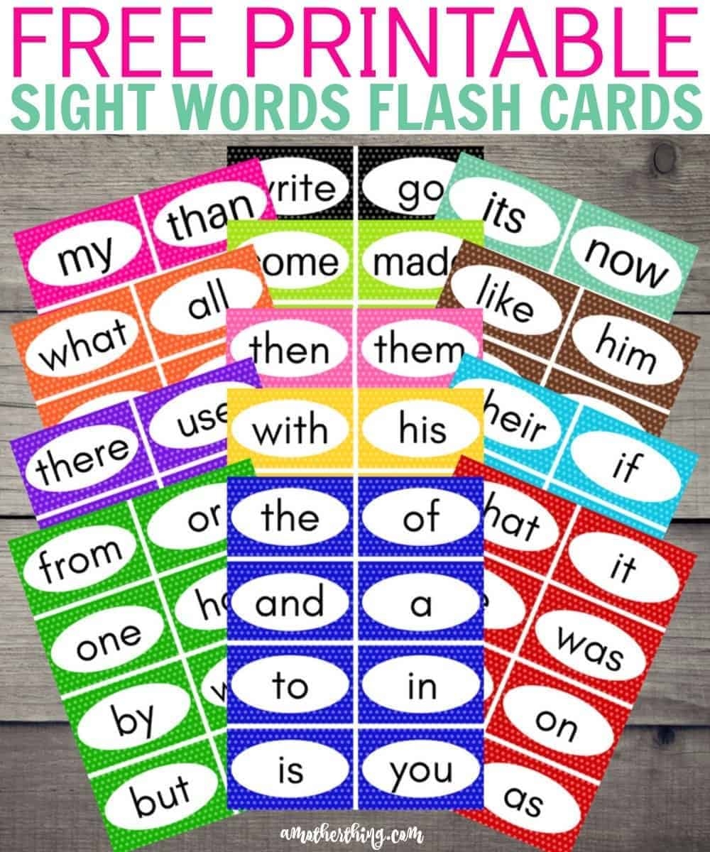 Free Printable Sight Words Flash Cards For Kindergarten