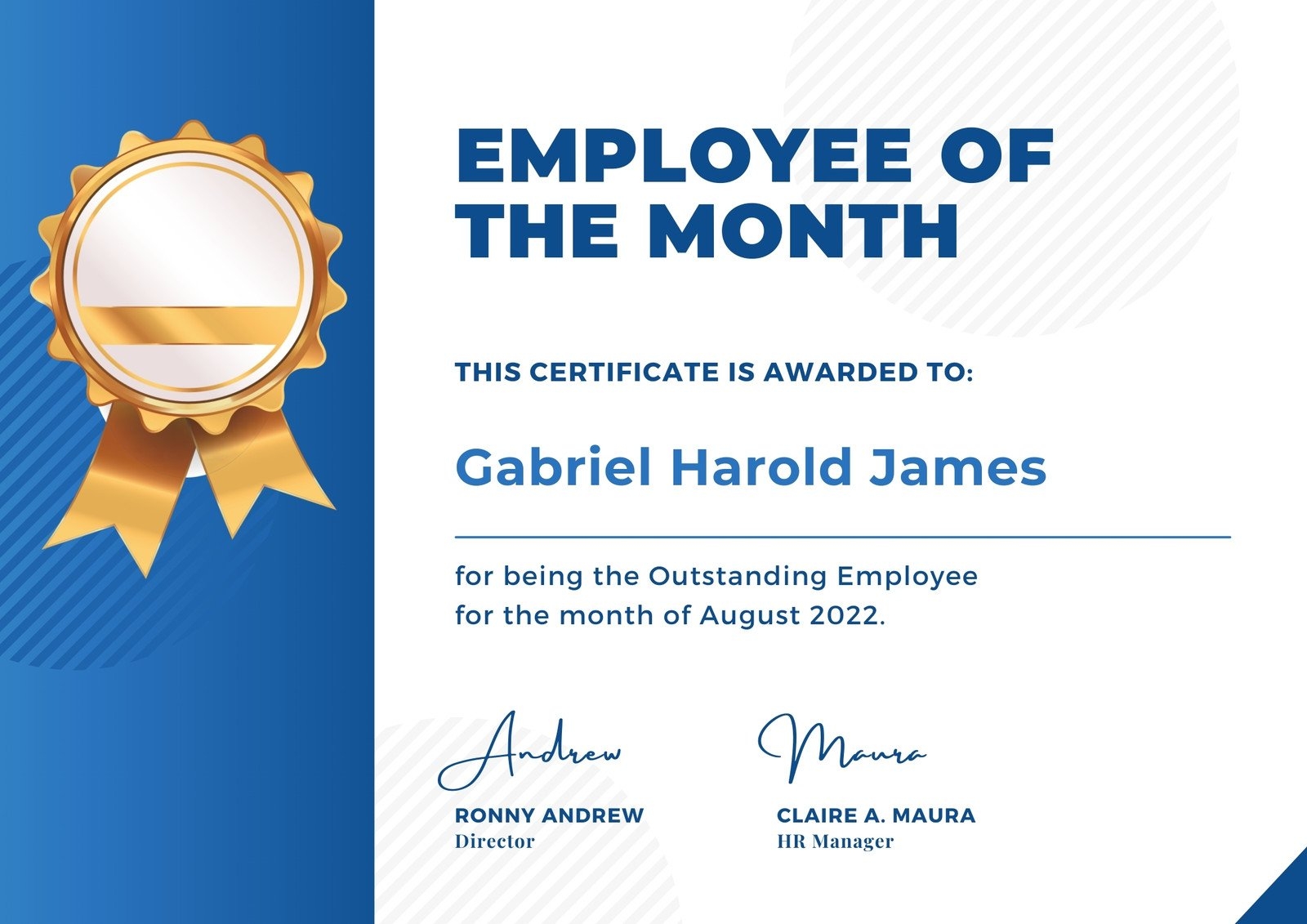 Free Printable Employee Of The Month Certificate Templates Canva