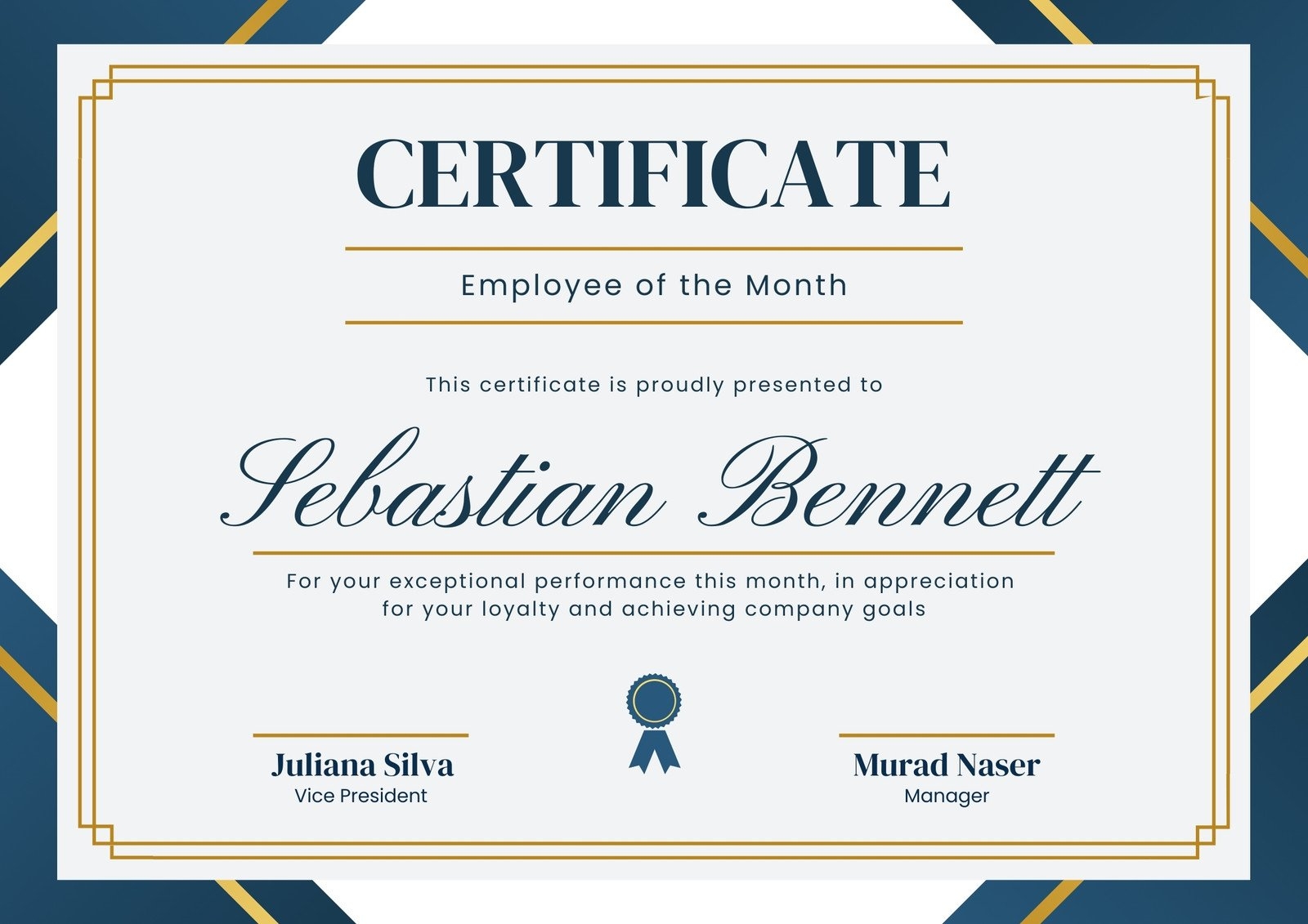 Free Printable Employee Of The Month Certificate Templates Canva