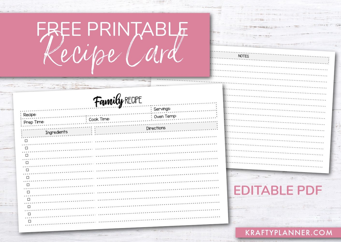 Free Printable Recipe Cards 4X6