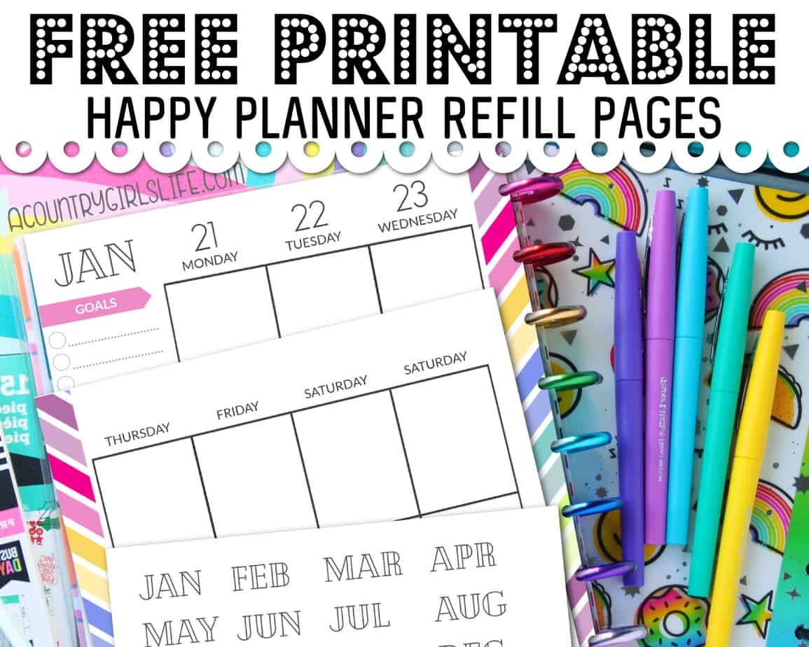 Free Mini Happy Planner Printable Inserts