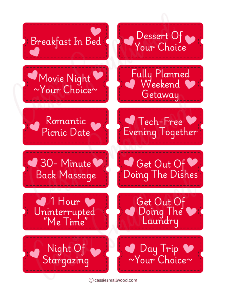 Free Printable Love Coupons Cassie Smallwood