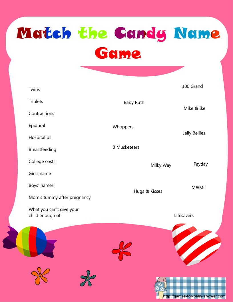 Free Printable Baby Shower Candy Bar Game With Answers