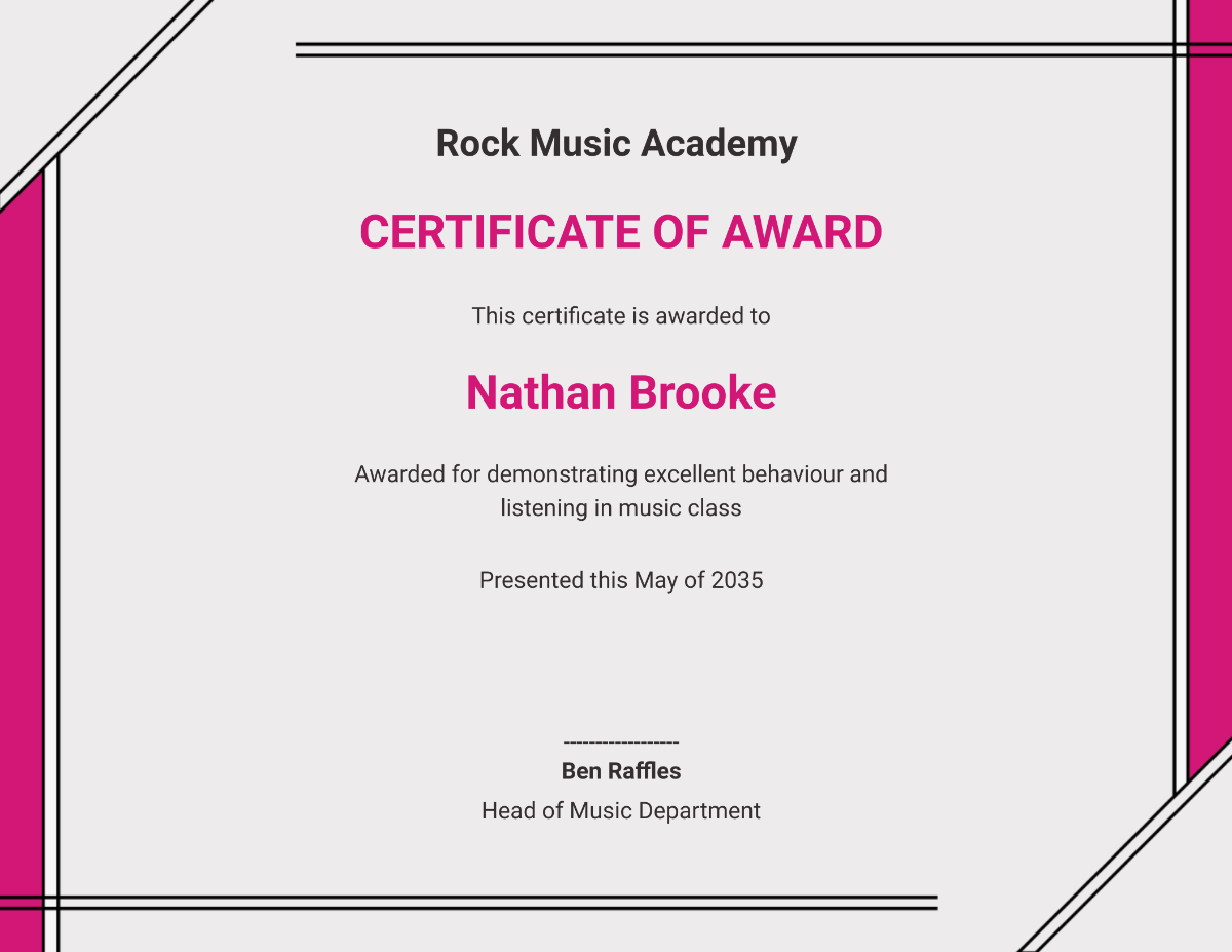 Free Printable Music Certificates For Students