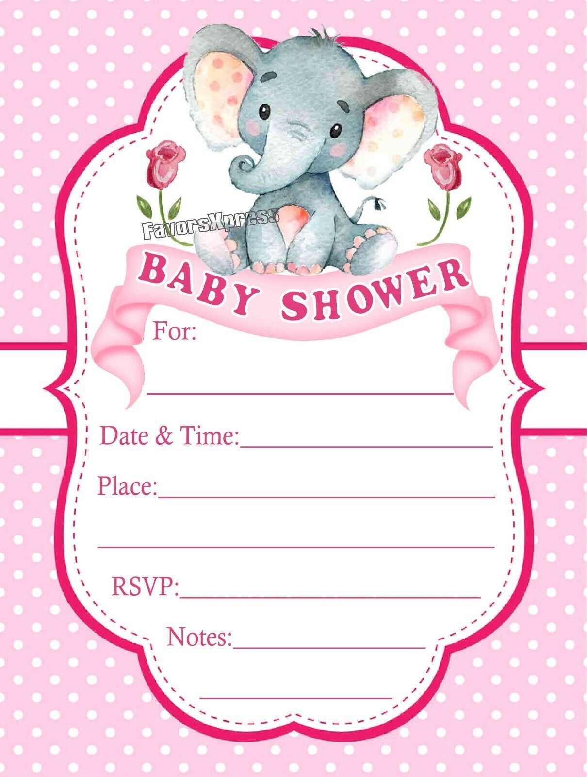Pink Elephant Baby Shower Free Printables