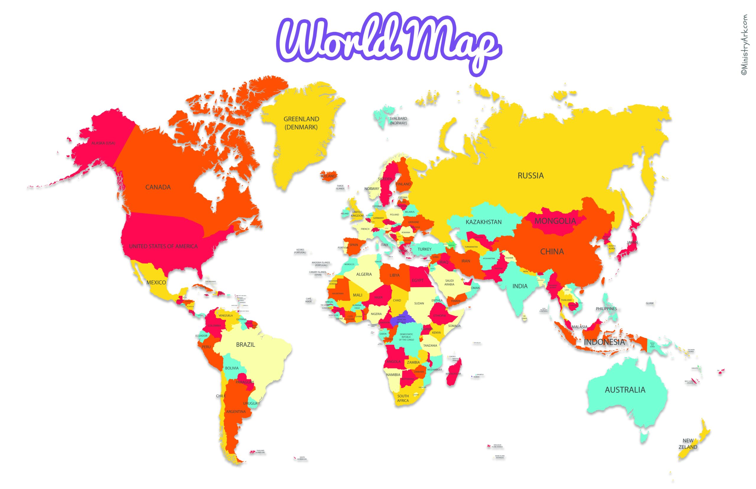 World Map With Countries Printable