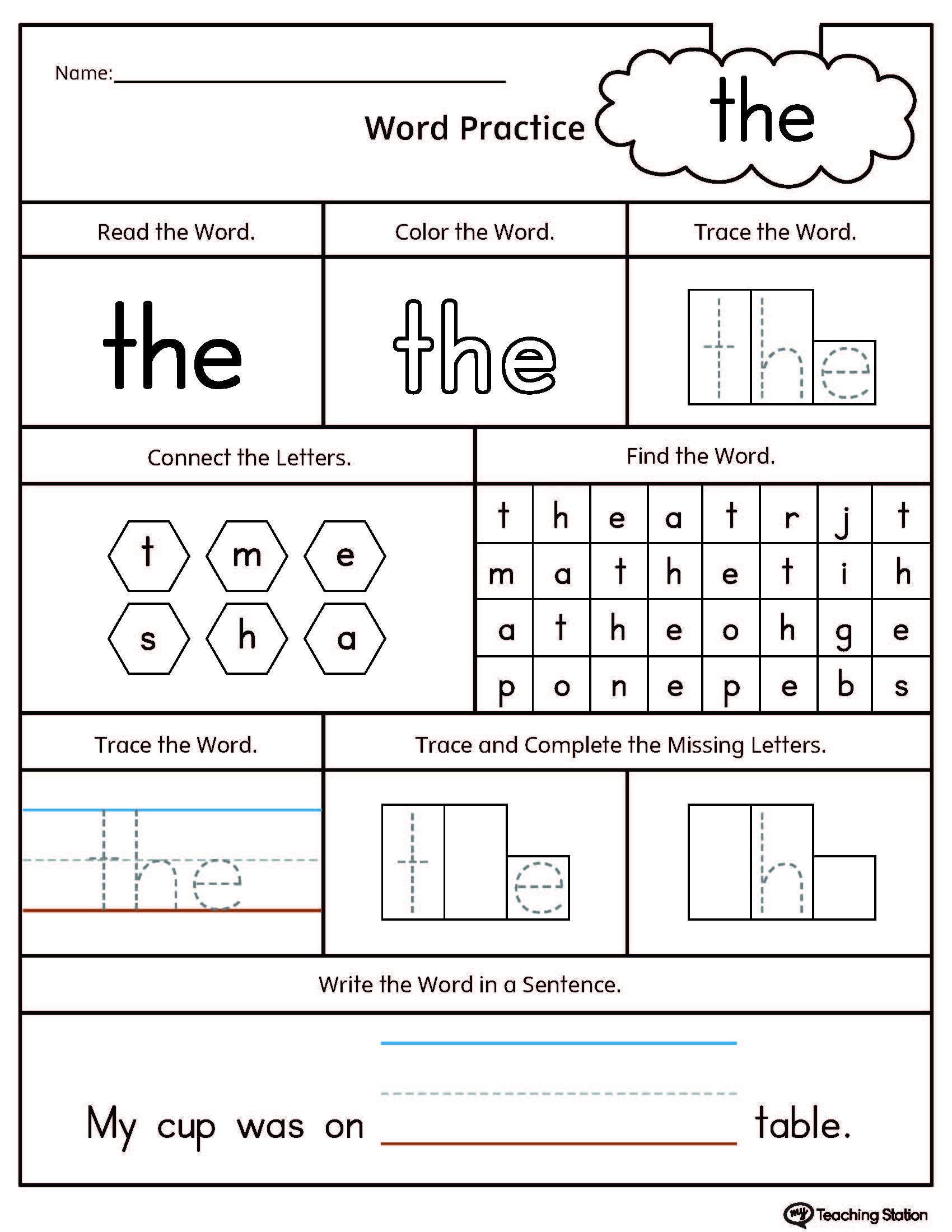 Free Printable Kindergarten Sight Words