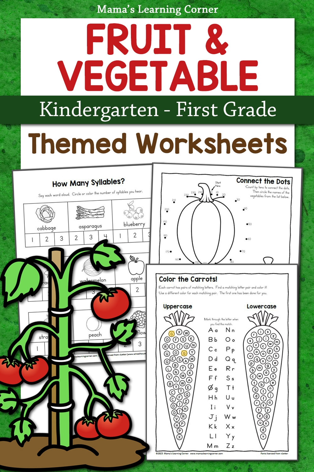 Fruit And Vegetable Worksheets For Kindergarten And First Grade Mamas Learning Corner