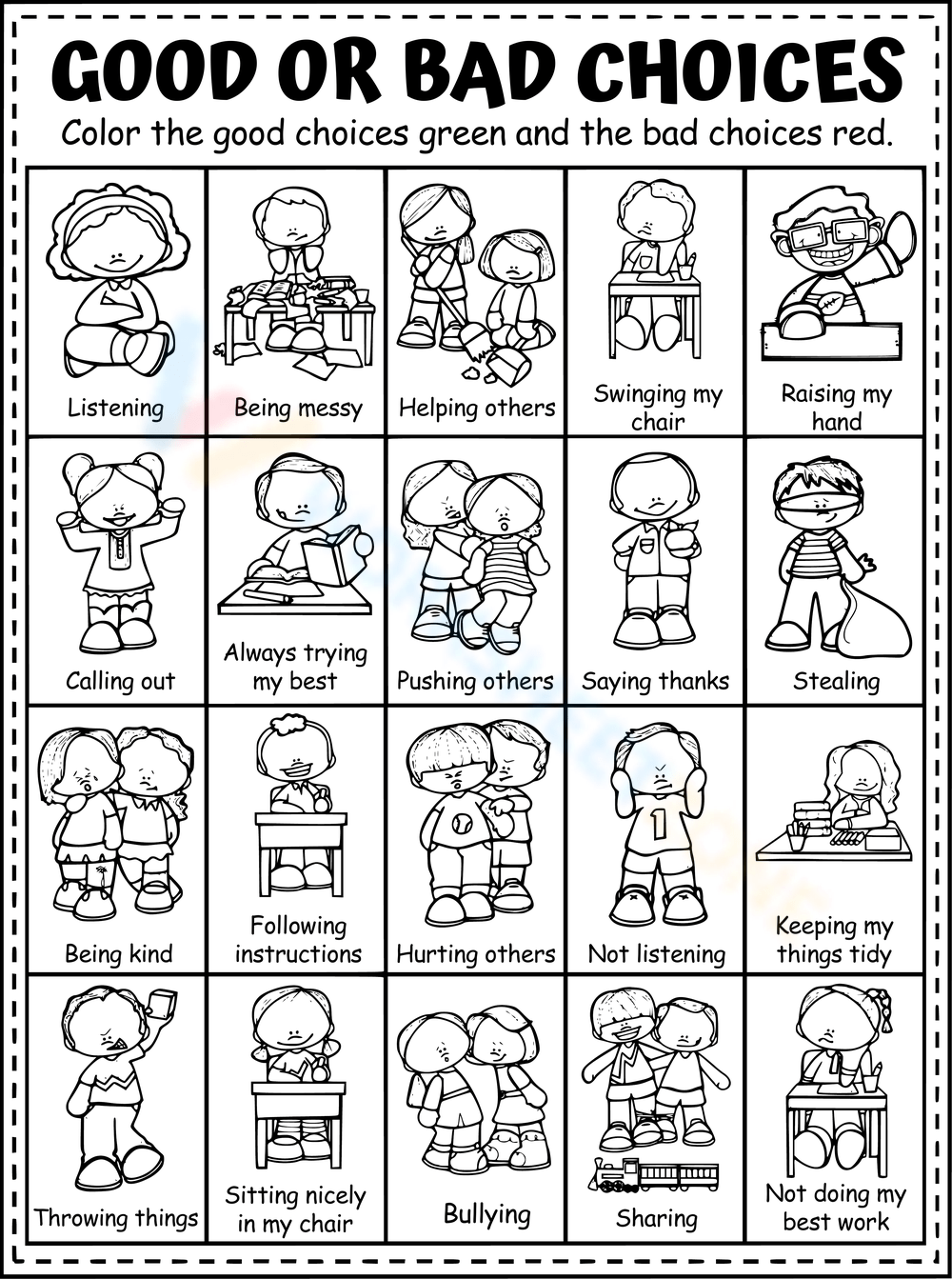 Good Or Bad Choices Worksheet Worksheets Library