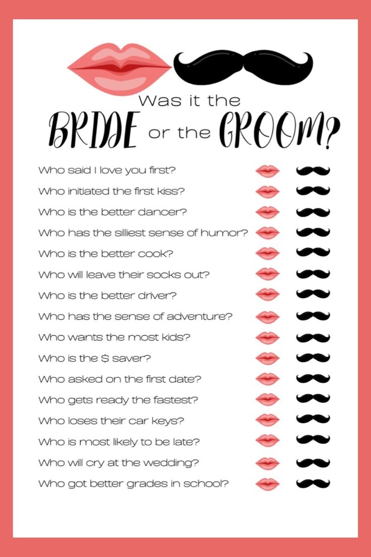 He Said She Said Bridal Shower Game Free Printable 