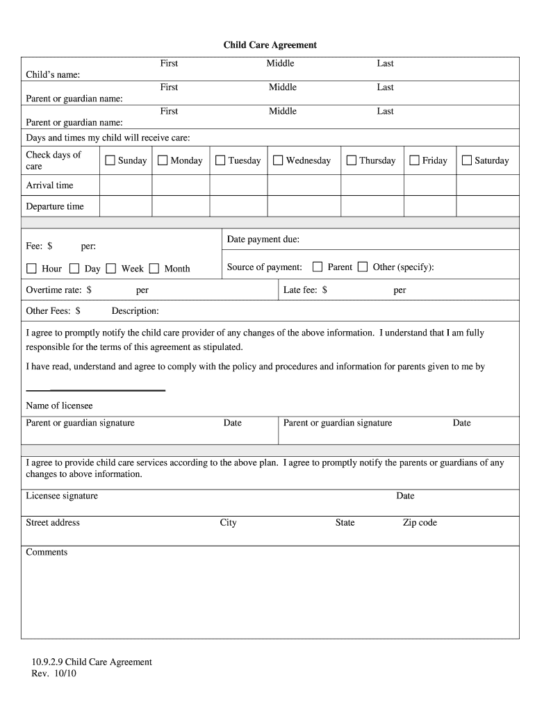 In Home Daycare Printable Forms