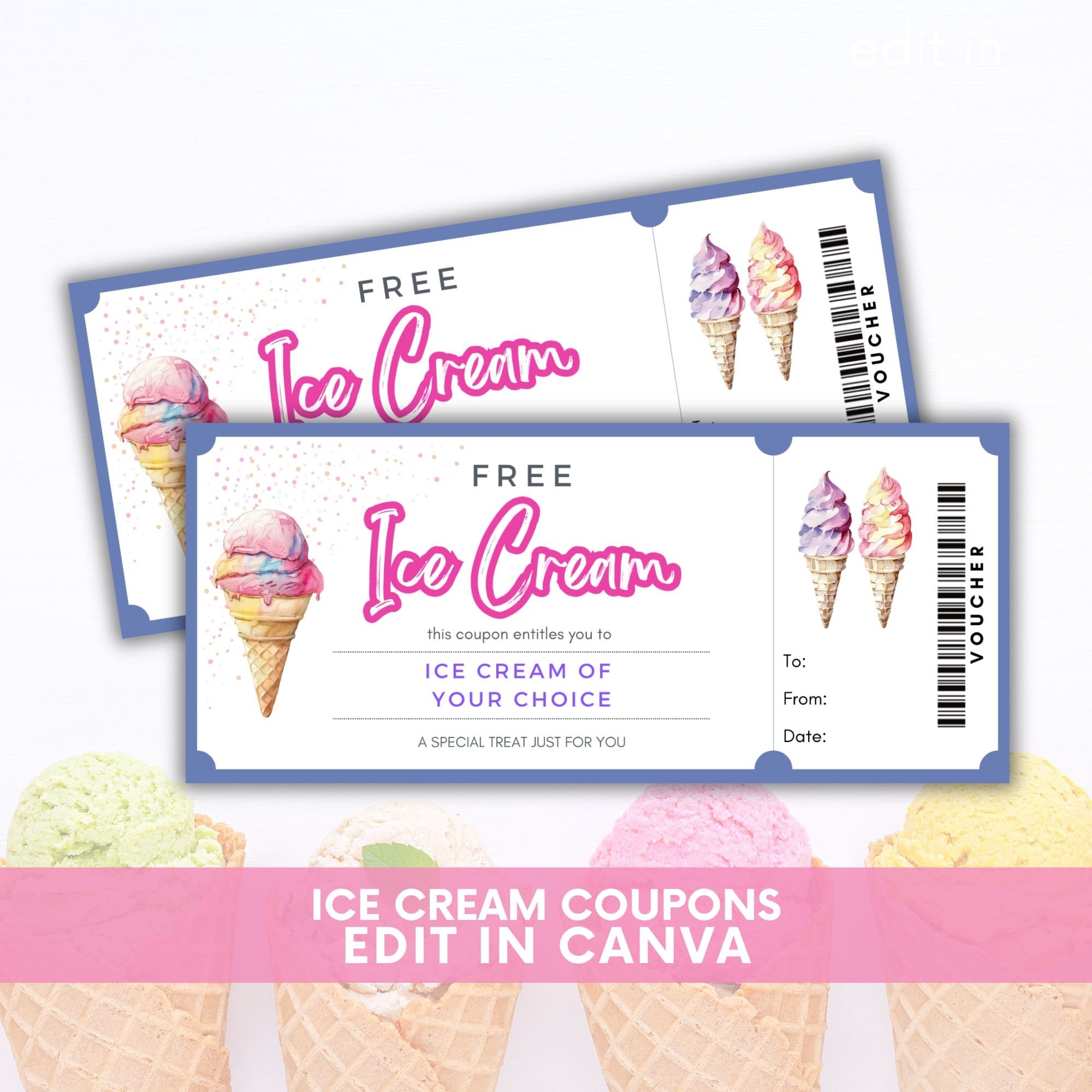 Ice Cream Coupon Etsy UK