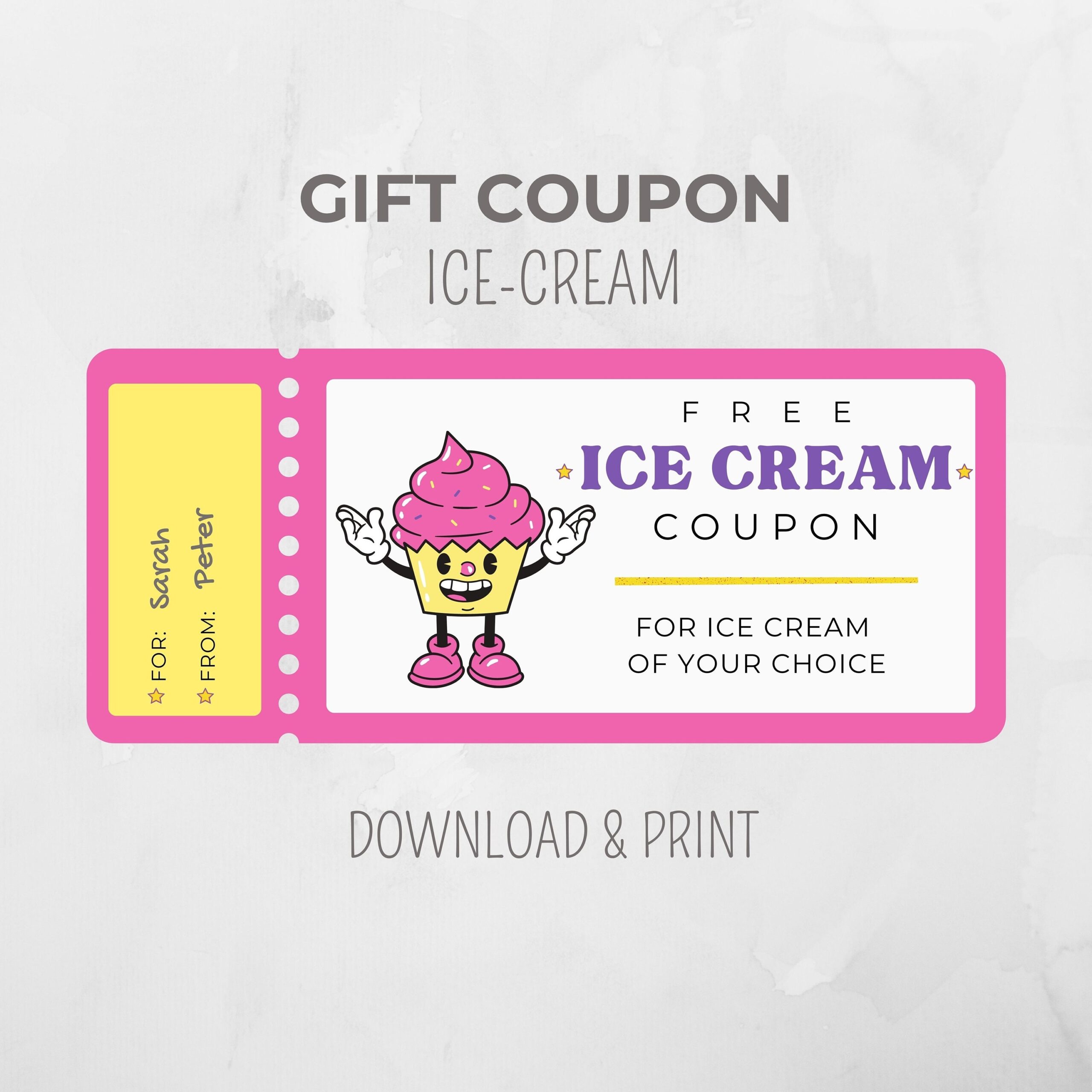 Ice Cream Coupon Etsy UK