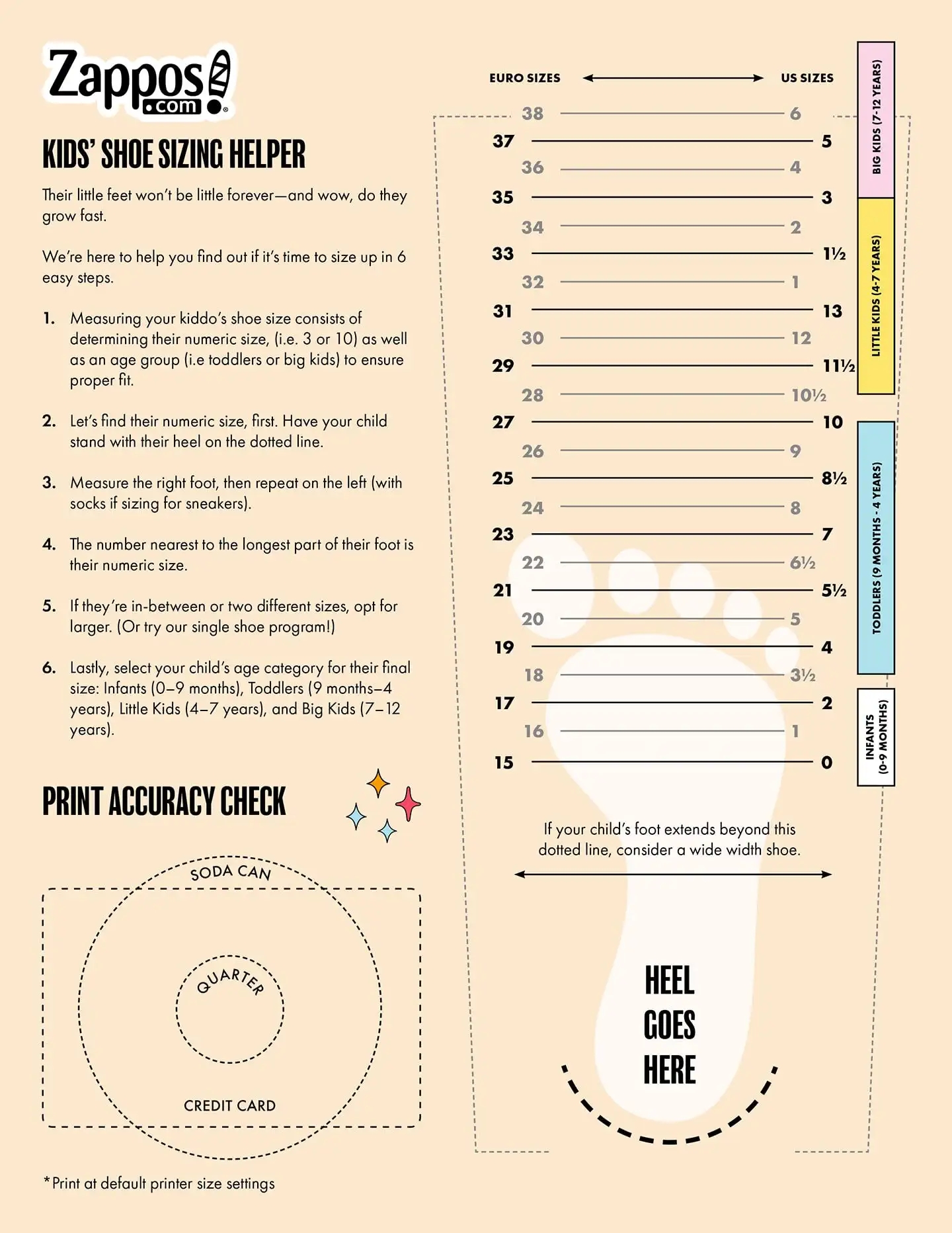 Kids Shoe Size Chart Printable
