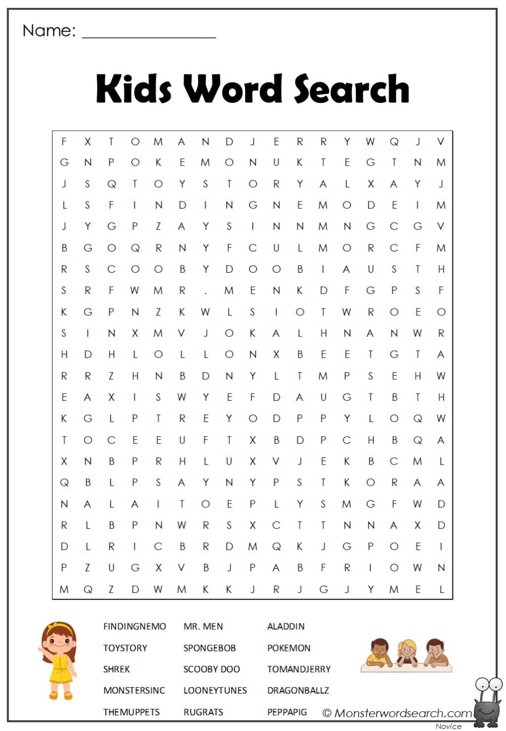 Word Search For Kids Printable