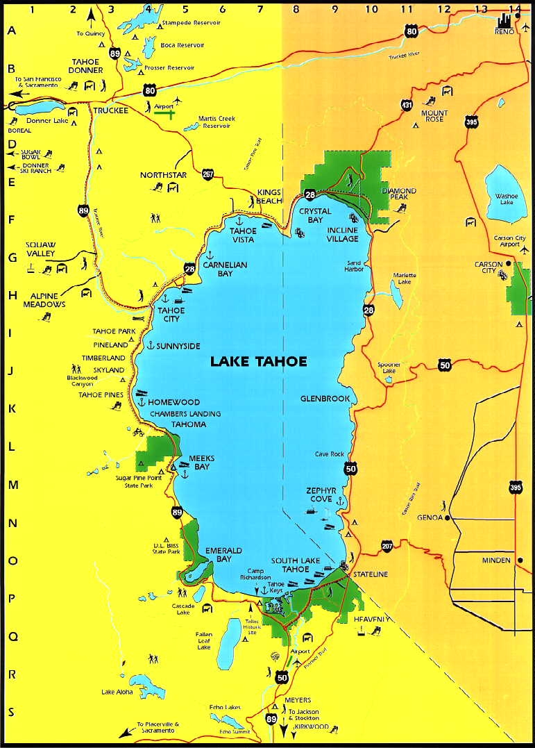 Lake Tahoe Area Maps Detailed Lake Tahoe Area Map By Region