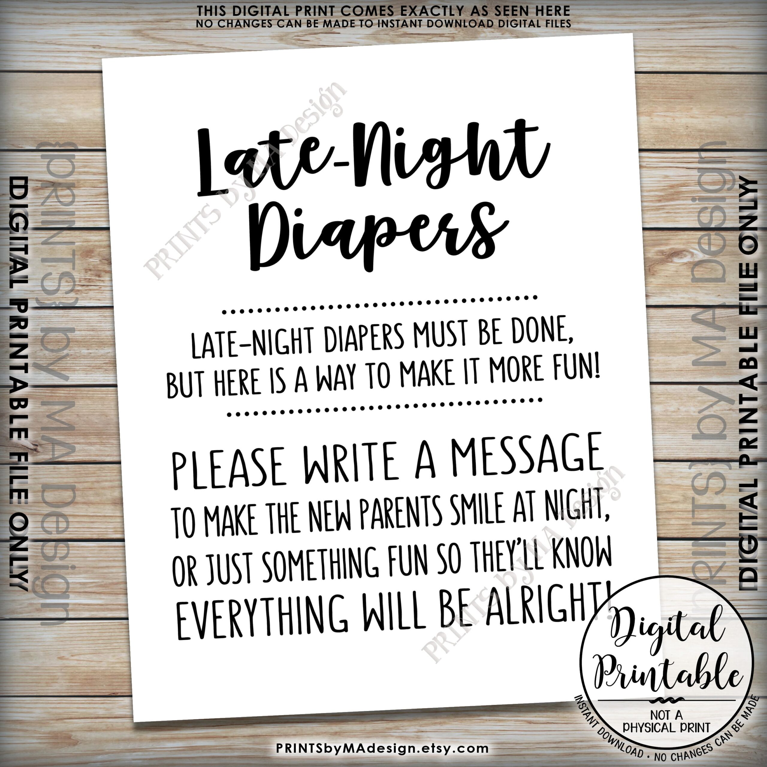 Late Night Diaper Messages Free Printable