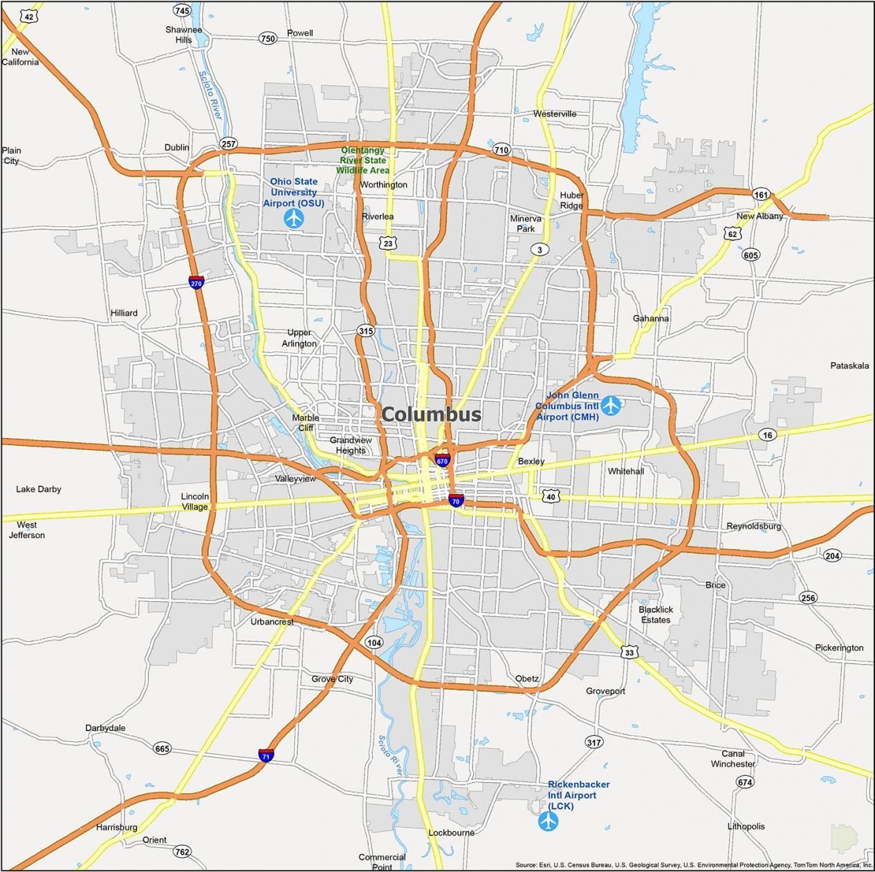 Map Of Columbus Ohio GIS Geography