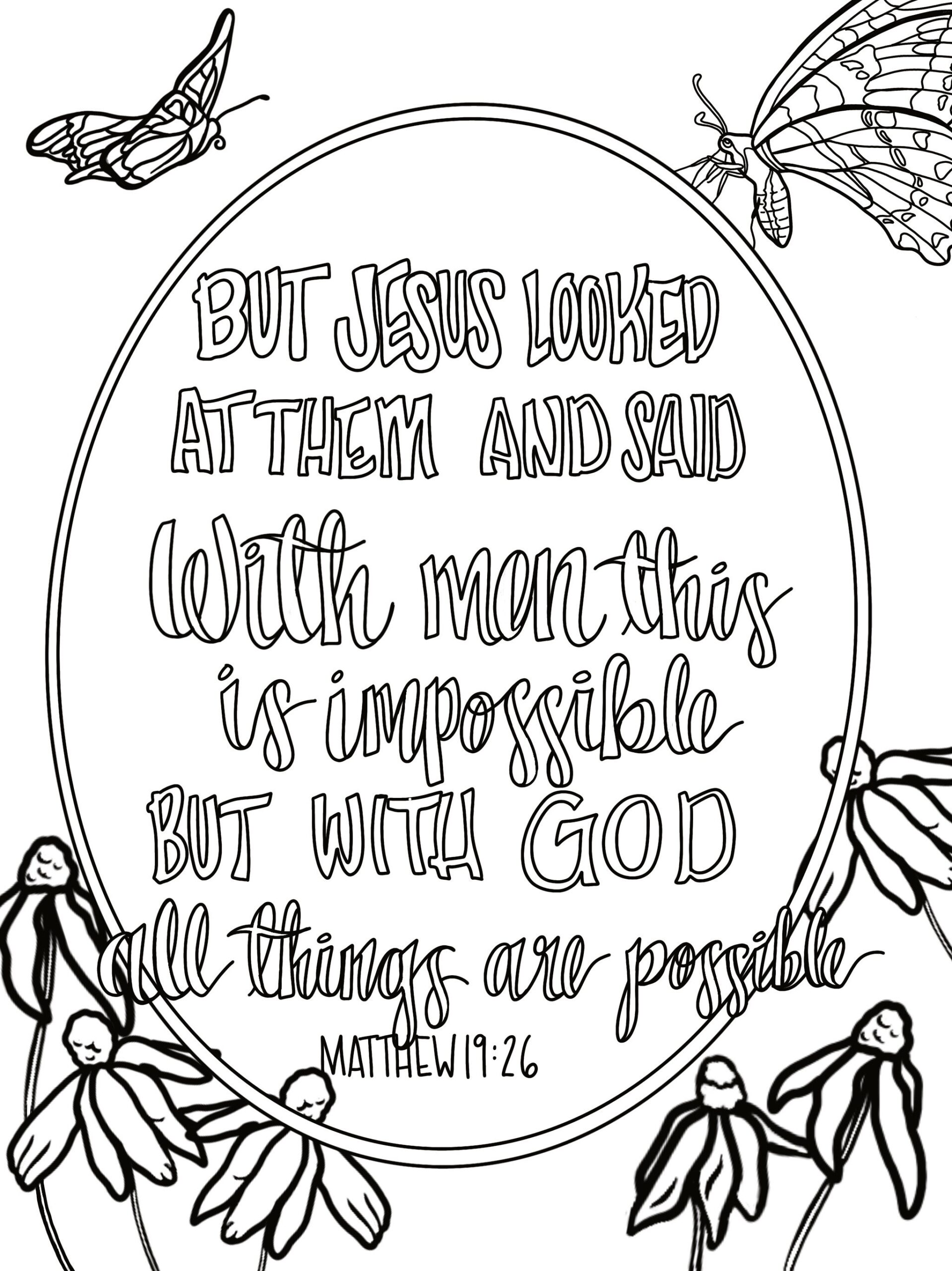 Matthew 19 26 Coloring Sheet Etsy
