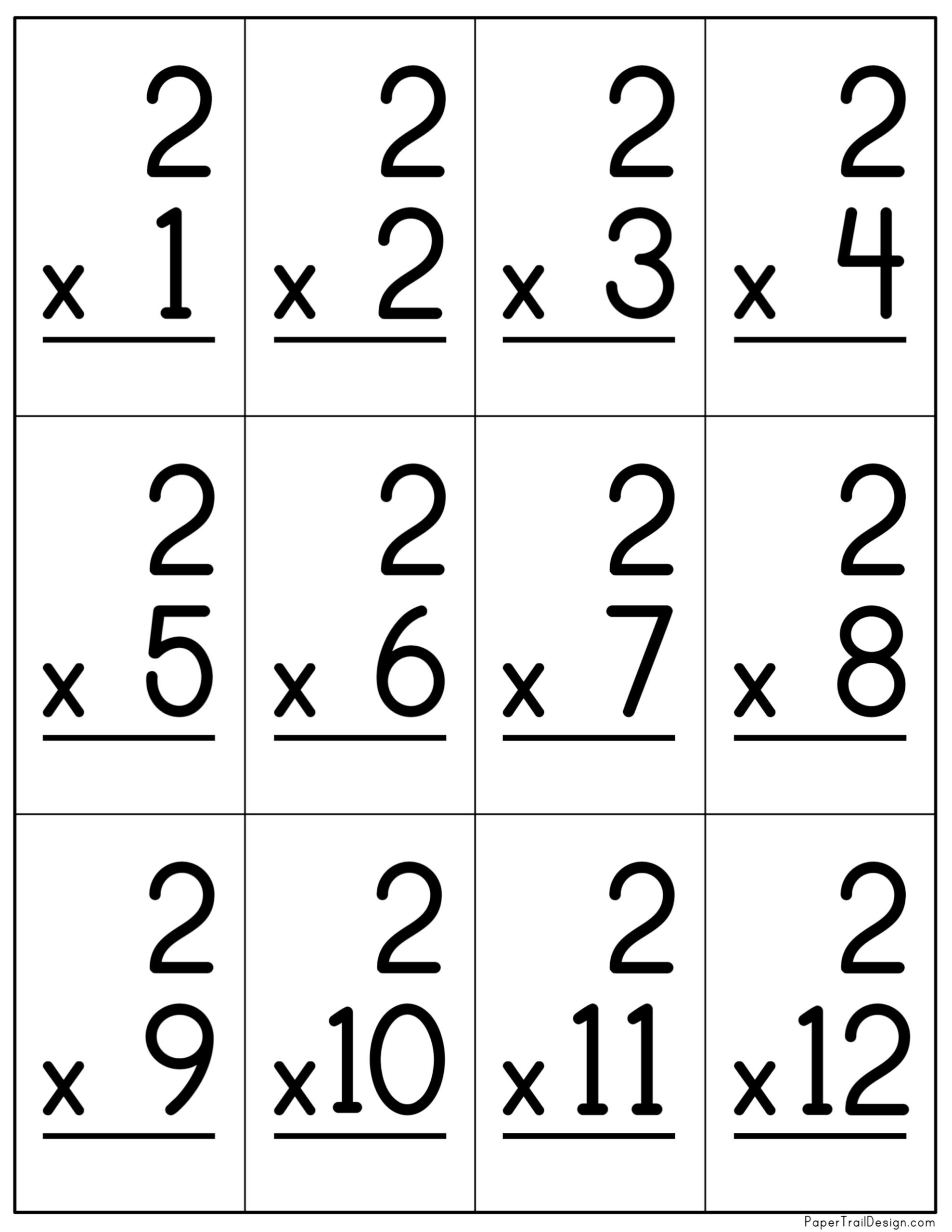 Printable Multiplication Flash Cards Double Sided