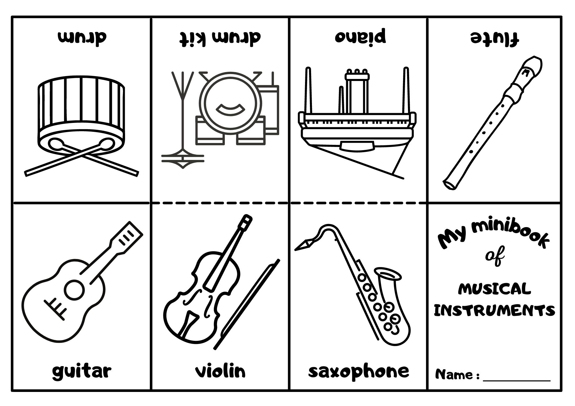 Musical Instruments Mini Coloring Book Ezpzlearn
