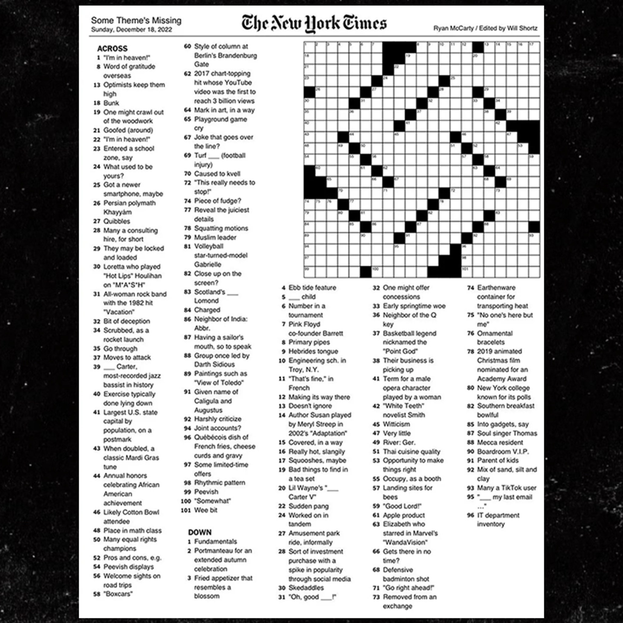 New York Times Sunday Crossword Printable
