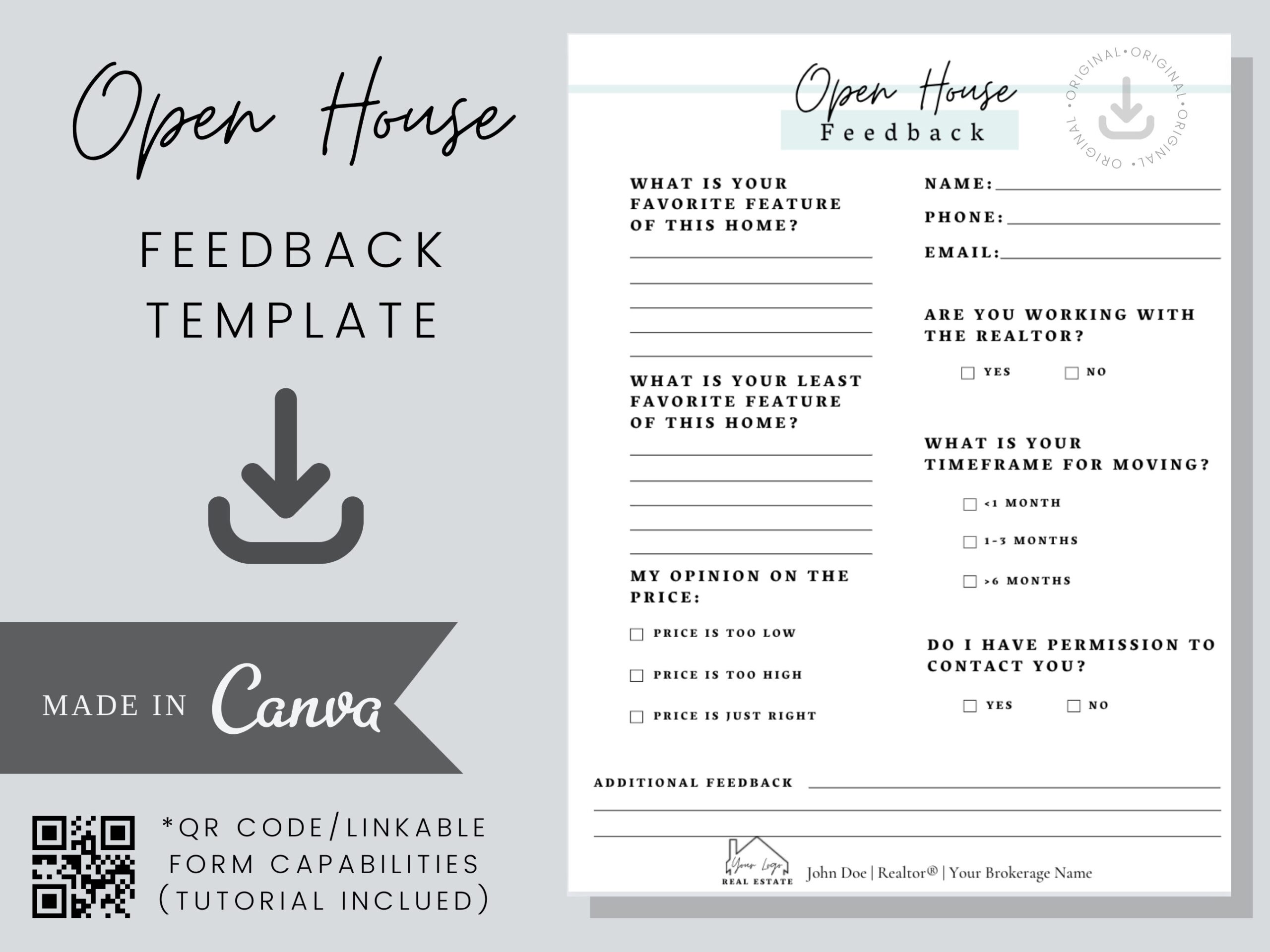 Free Printable Open House Feedback Form