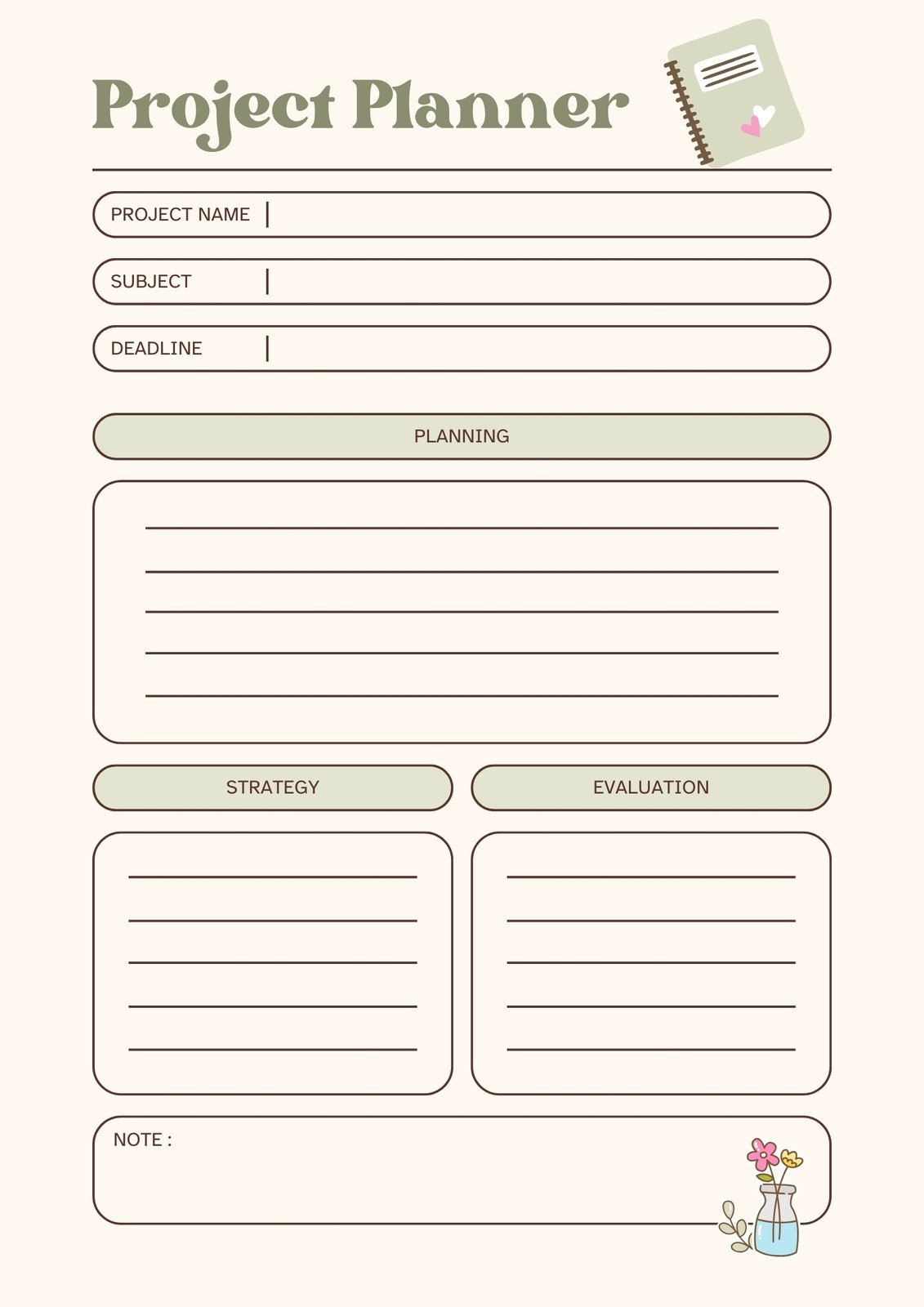 Free Printable Project Planner Template