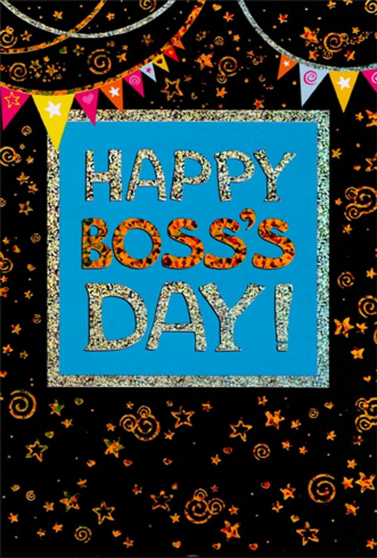 Pictura Banners Gold And Silver Holographic Foil Stars And Swirls Boss s Day Card From Group Us All Employees Walmart