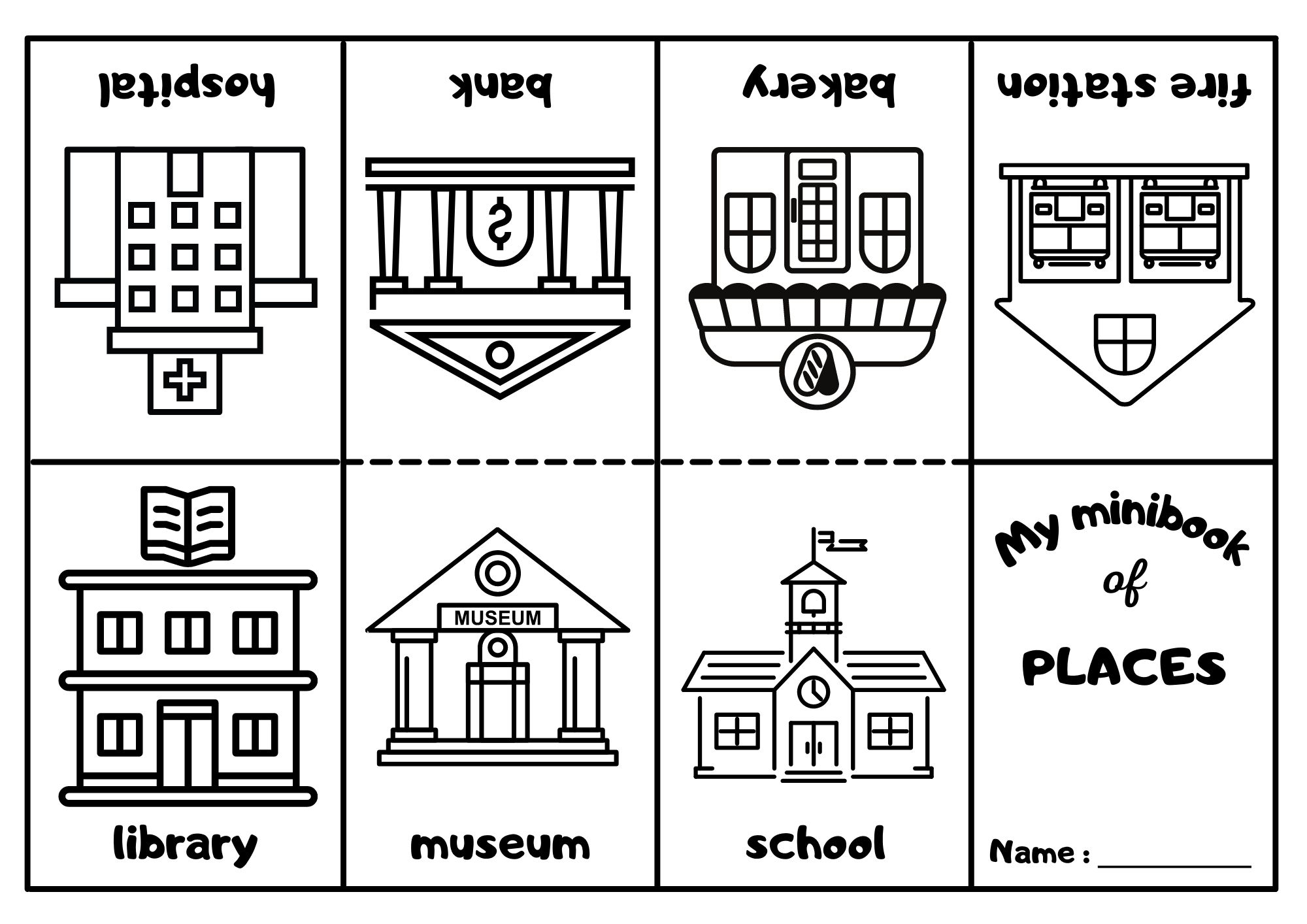 Places In The City Mini Coloring Book 1 Ezpzlearn