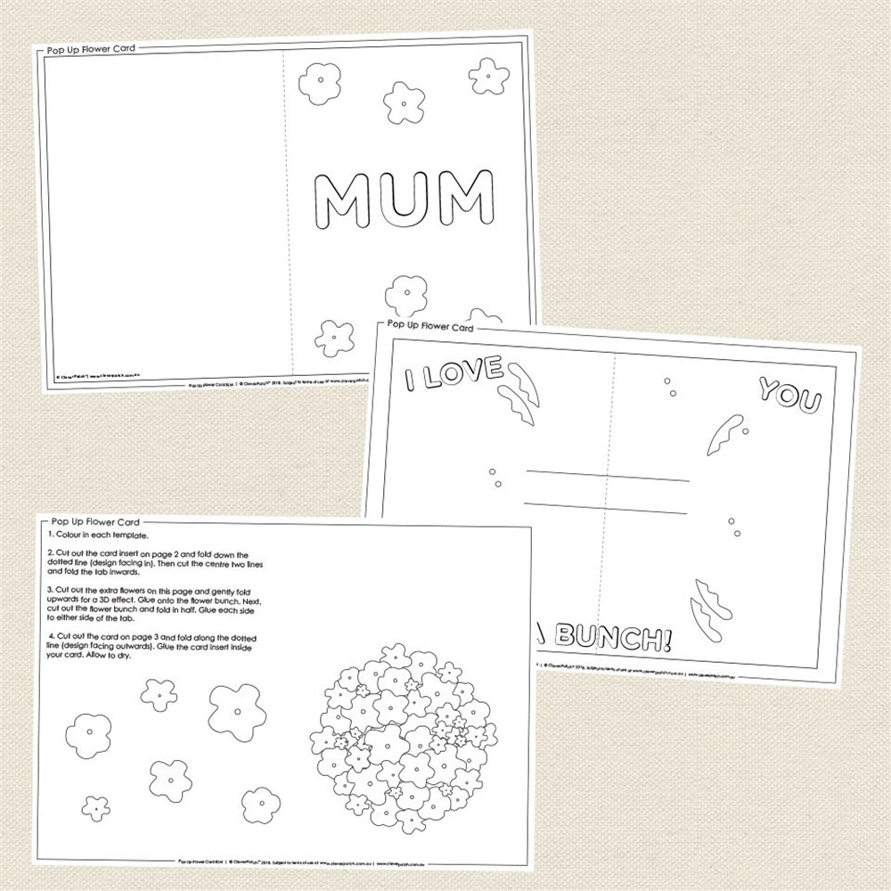 Pop Up Flower Card Mother s Day CleverPatch Art Craft Supplies